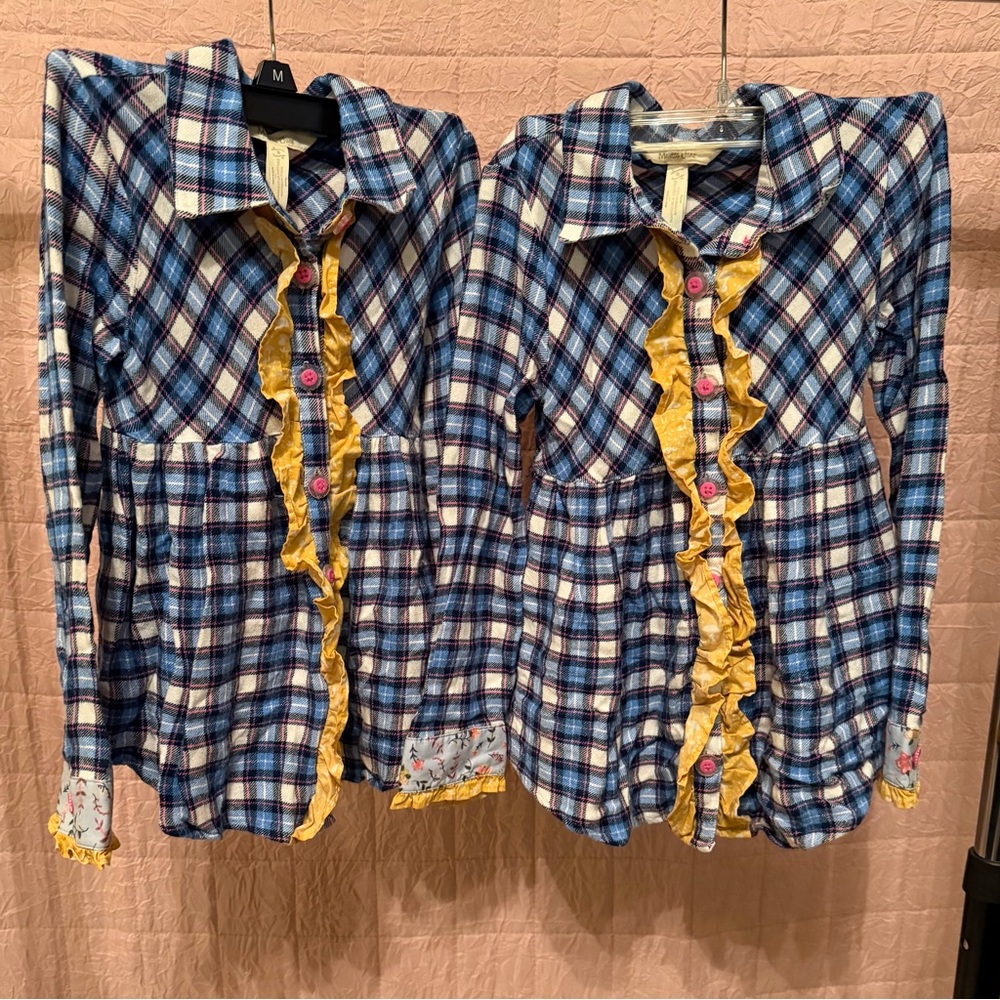 Matilda Jane Girls Floating Away Tunic Make Believe Fall 2017 Plaid Blue.!Twins!